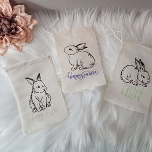 🐣🐣Easter Bunny Cotton Gift Treat Bags - Set of 3